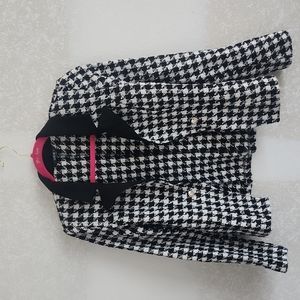 New black and white Plaid Notch Collar Tweed Blazer